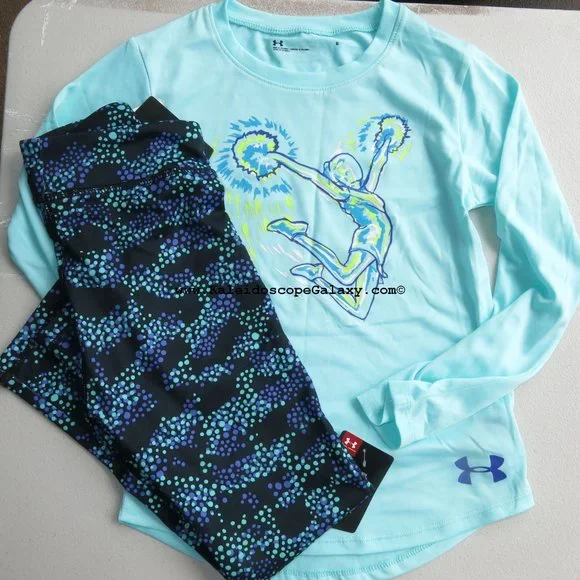 Under Armour Girls Size 5 Hoodie Leggings Long Sleeve Top NEW Aqua Purple